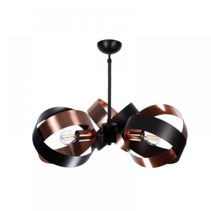 NG Lighting Κρεμαστό Φωτιστικό Οροφής Χειροποίητο Μεταλλικό Μαύρο/Χάλκινο Τρίφωτο Ε27 Φ60x75cm 2026167